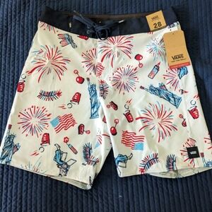 Vans Men 28 Waist NWT Era Boardshort  American Fourth of July 042025
